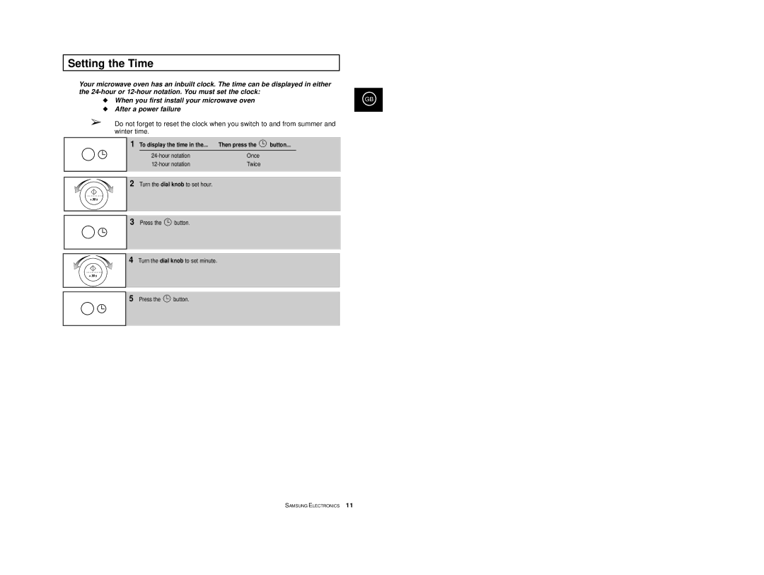 Samsung M1977/XEF manual Setting the Time, To display the time Then press Button 