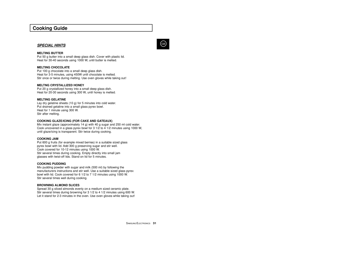 Samsung M1977/XEF manual Special Hints 