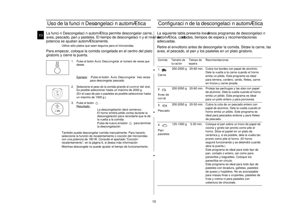 Samsung M197DF-5/XEC, M197DF/XEC manual Uso de la función Descongelación automática 