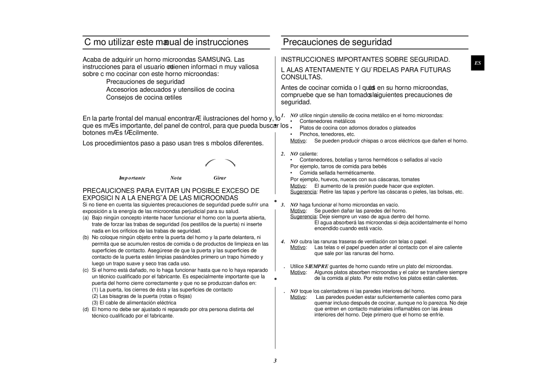 Samsung M197DF/XEC, M197DF-5/XEC Cómo utilizar este manual de instrucciones, Precauciones de seguridad, Importante Nota 