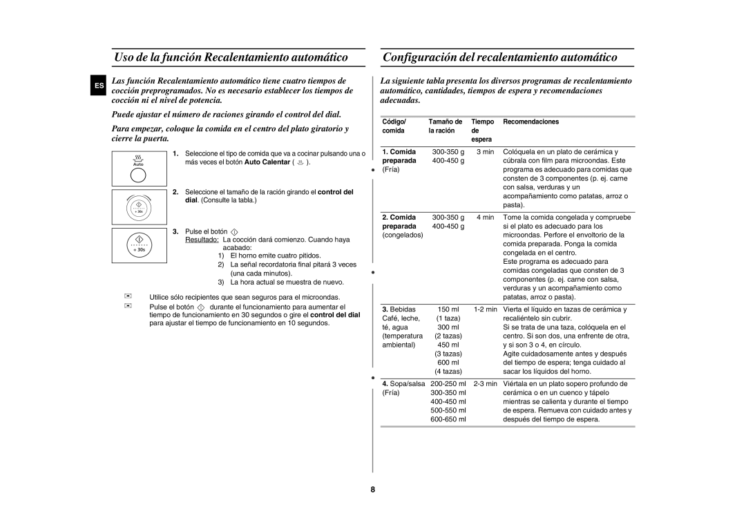 Samsung M197DF-5/XEC, M197DF/XEC manual Comida, Preparada 