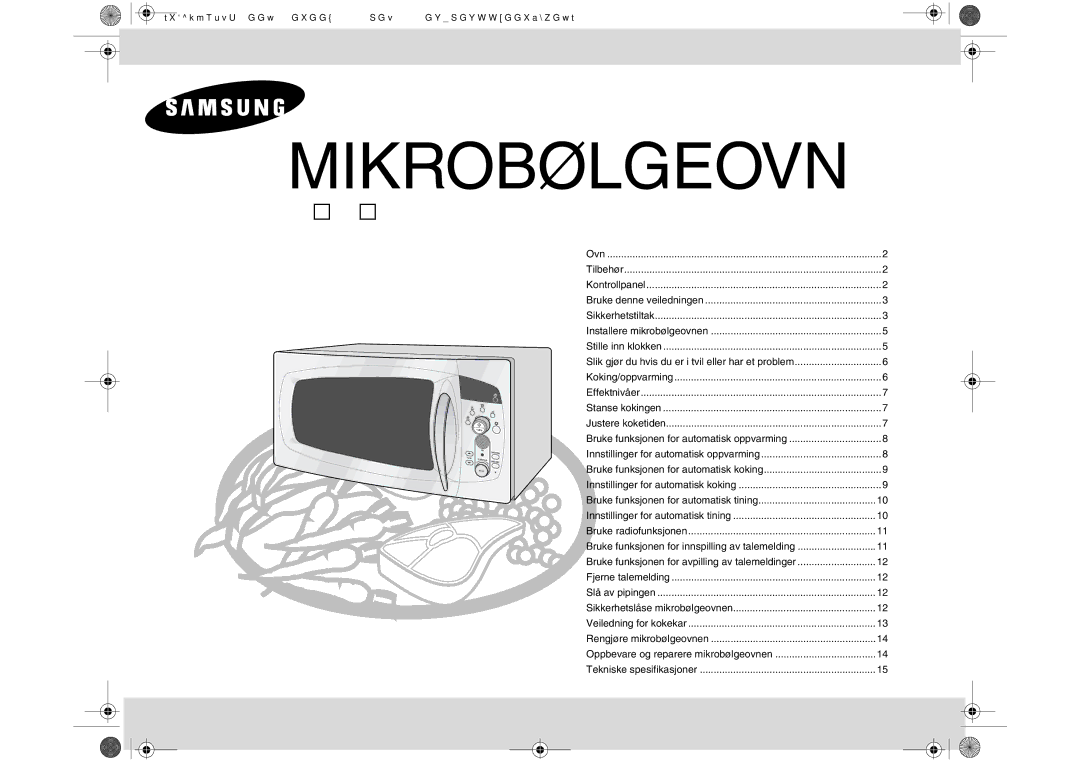 Samsung M197DF-5/XEE manual Mikrobølgeovn 