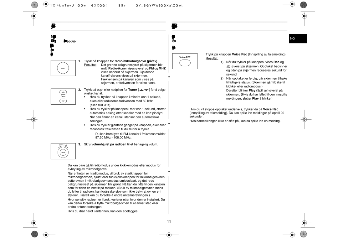 Samsung M197DF-5/XEE manual Bruke radiofunksjonen, Bruke funksjonen for innspilling av talemelding 