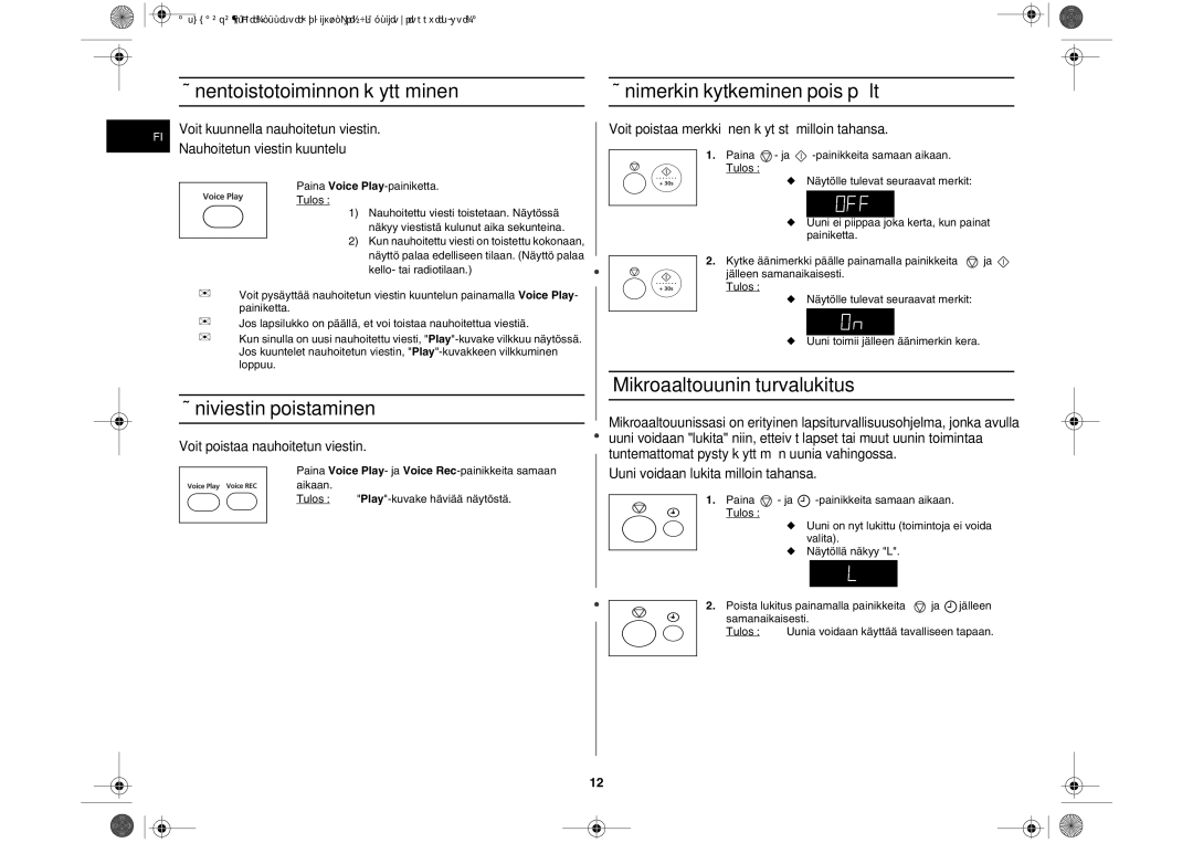 Samsung M197DF-5/XEE manual Äänentoistotoiminnon käyttäminen, Ääniviestin poistaminen, Äänimerkin kytkeminen pois päältä 