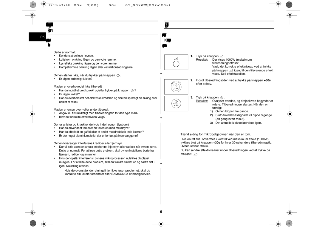 Samsung M197DF-5/XEE manual Hvad kan du gøre, hvis du er i tvivl eller har et problem, Tilberedning/opvarmning 