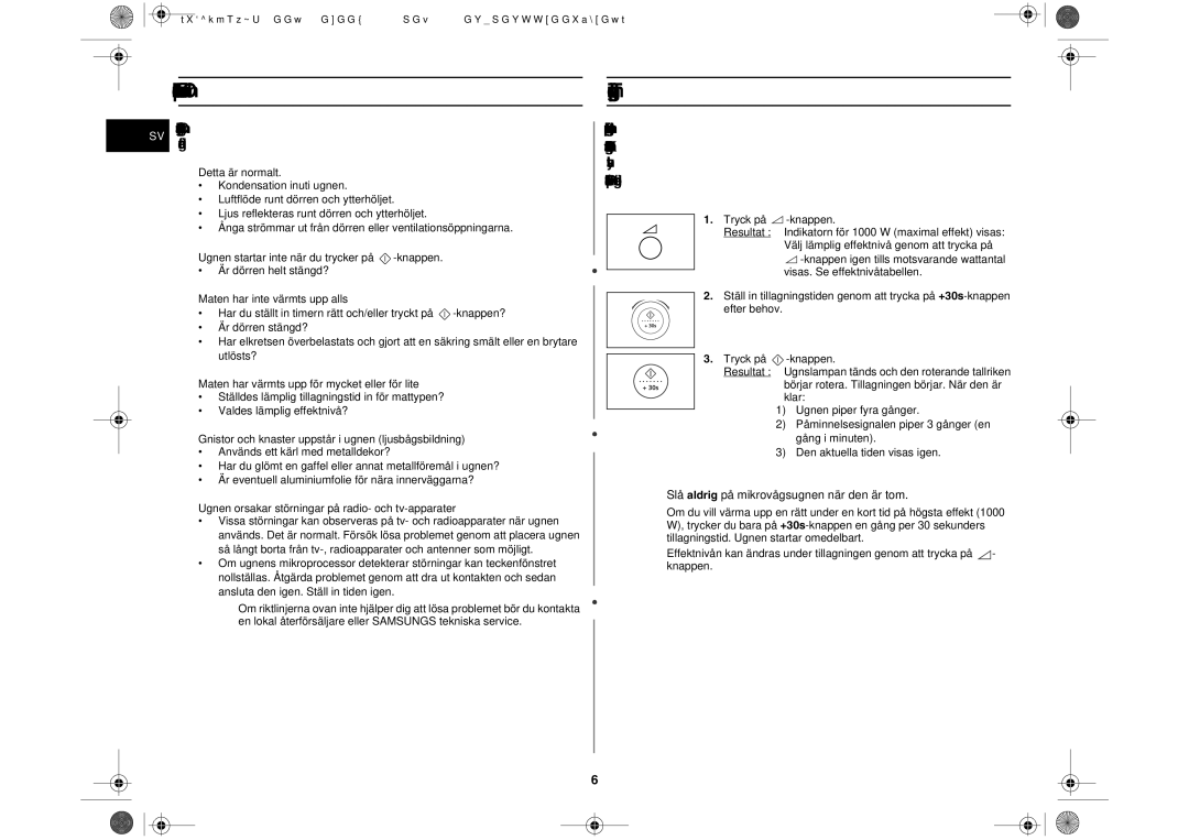 Samsung M197DF-5/XEE manual Om du är osäker eller har problem Tillagning/uppvärmning 