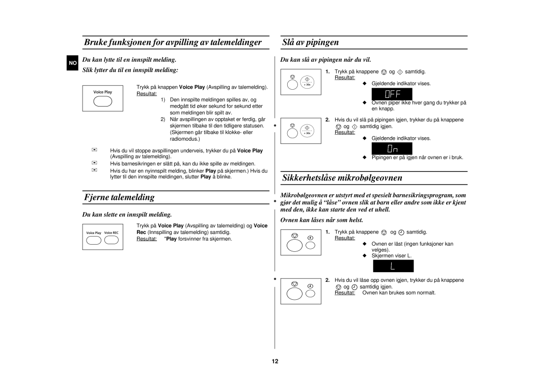 Samsung M197DF-5/XEE manual Bruke funksjonen for avpilling av talemeldinger, Fjerne talemelding, Slå av pipingen 