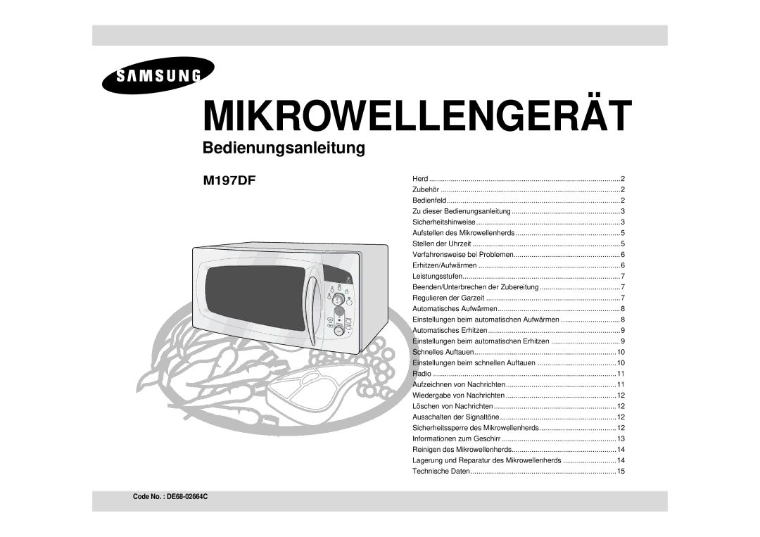 Samsung M197DF/XEG, M197DF-S/XEG manual Mikrowellengerät 