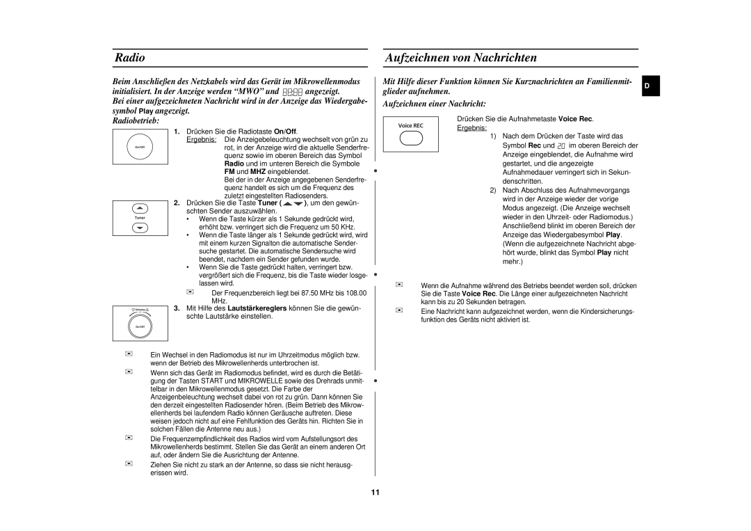 Samsung M197DF/XEG, M197DF-S/XEG manual Radio Aufzeichnen von Nachrichten 