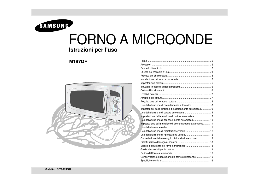 Samsung M197DF-5/XET, M197DF/XET manual Forno a Microonde 