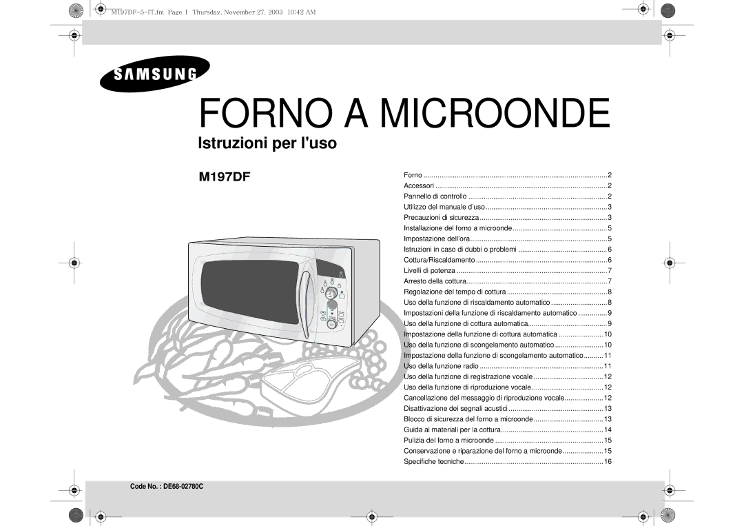 Samsung M197DF-5/XET, M197DF/XET manual Forno a Microonde 