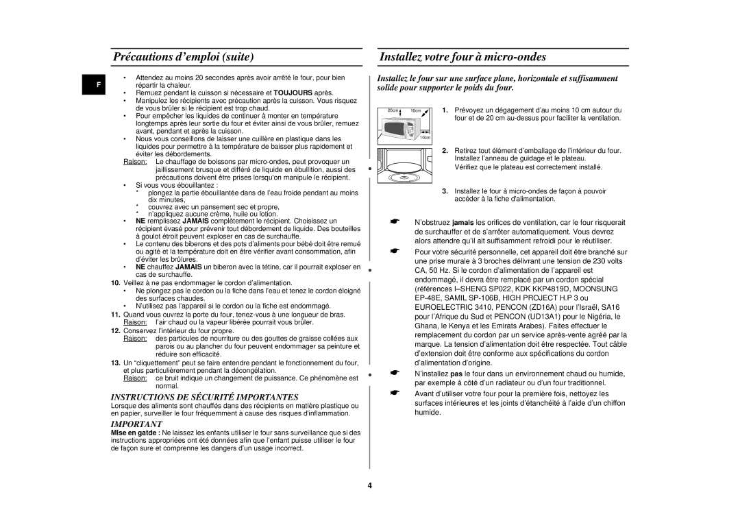 Samsung M197DN-5/XEF, M197DN/XEF manual Instructions DE Sécurité Importantes 