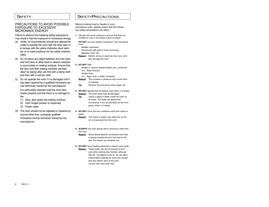 Samsung M198SCE, M1D8SCE owner manual Safety Safety Precautions 