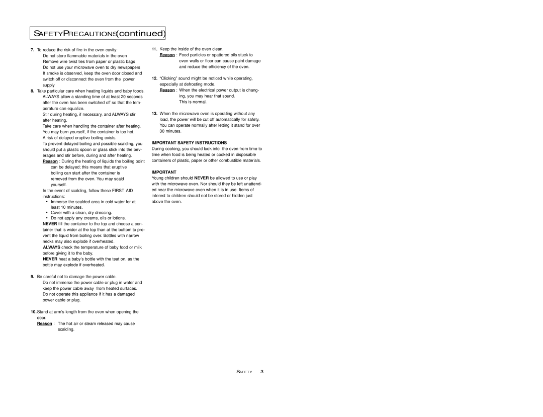 Samsung M1D8SCE, M198SCE owner manual Safety Precautions 