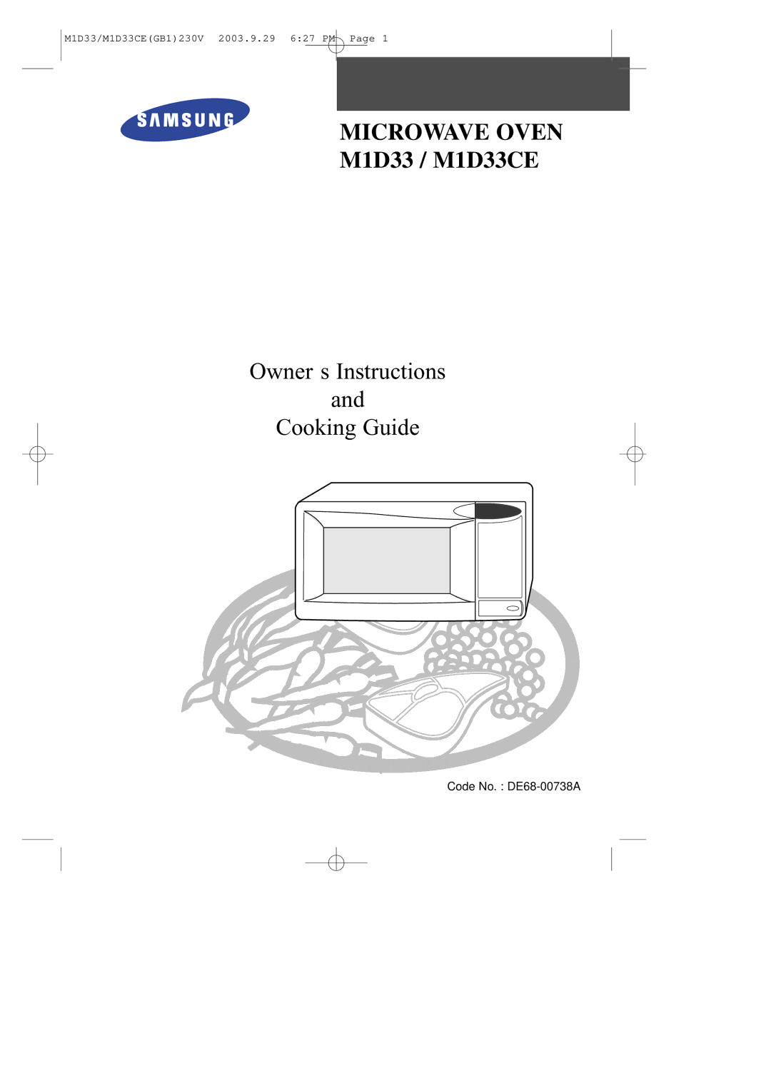 Samsung M1D33CE manual Microwave Oven 