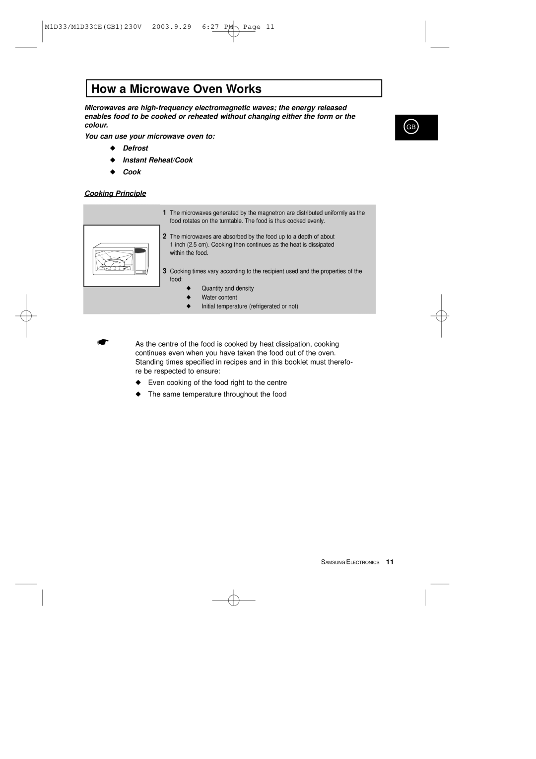 Samsung M1D33CE manual How a Microwave Oven Works 