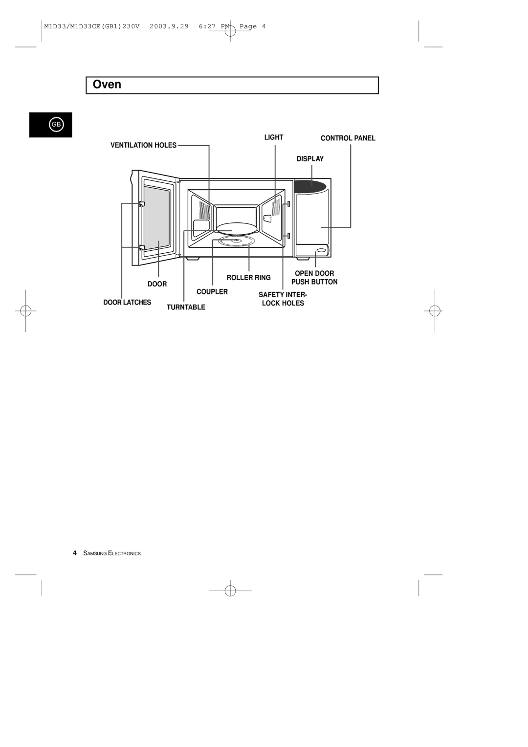 Samsung M1D33CE manual Oven 