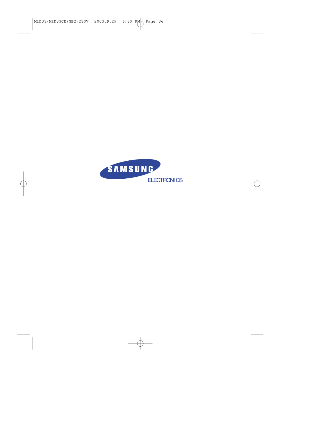 Samsung manual Electronics, M1D33/M1D33CEGB2230V 2003.9.29 630 PM Page 