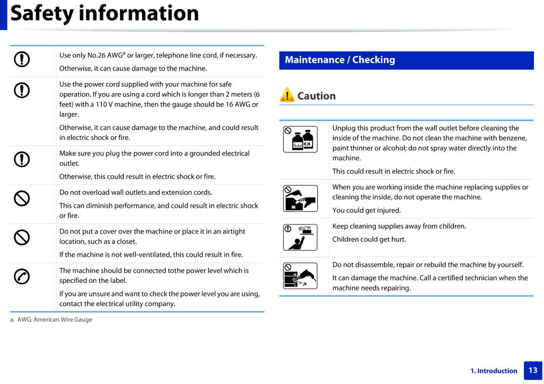 Samsung M202x manual Maintenance / Checking 