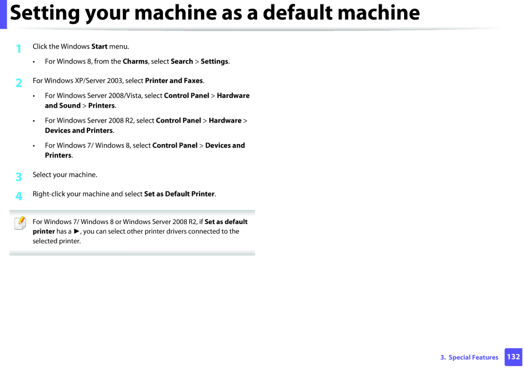 Samsung M202x manual Setting your machine as a default machine 