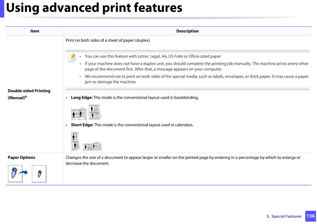 Samsung M202x manual Double-sided Printing Manual a, Paper Options 