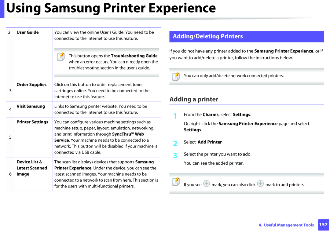 Samsung M202x manual Adding a printer, Adding/Deleting Printers, Select Add Printer 