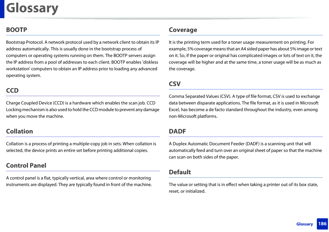 Samsung M202x manual Coverage, Collation, Control Panel, Default 