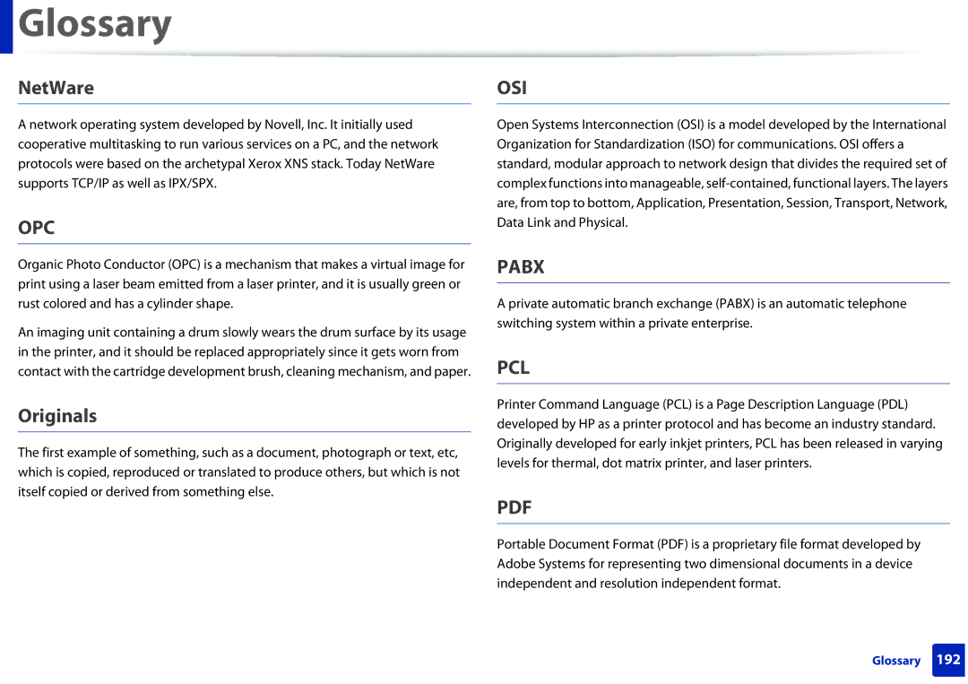 Samsung M202x manual NetWare, Originals 