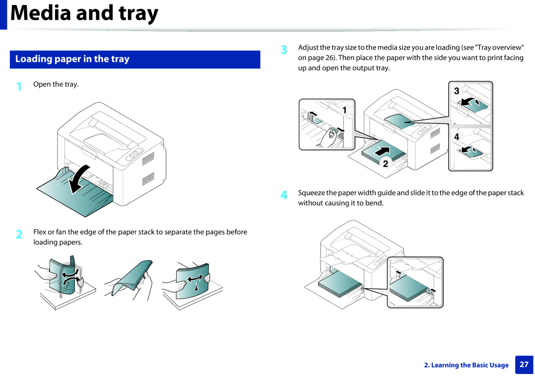 Samsung M202x manual Loading paper in the tray 