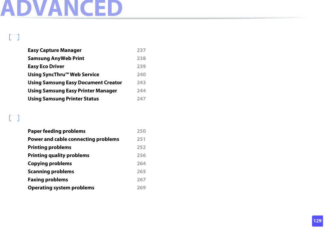 Samsung M207x manual Useful Management Tools 