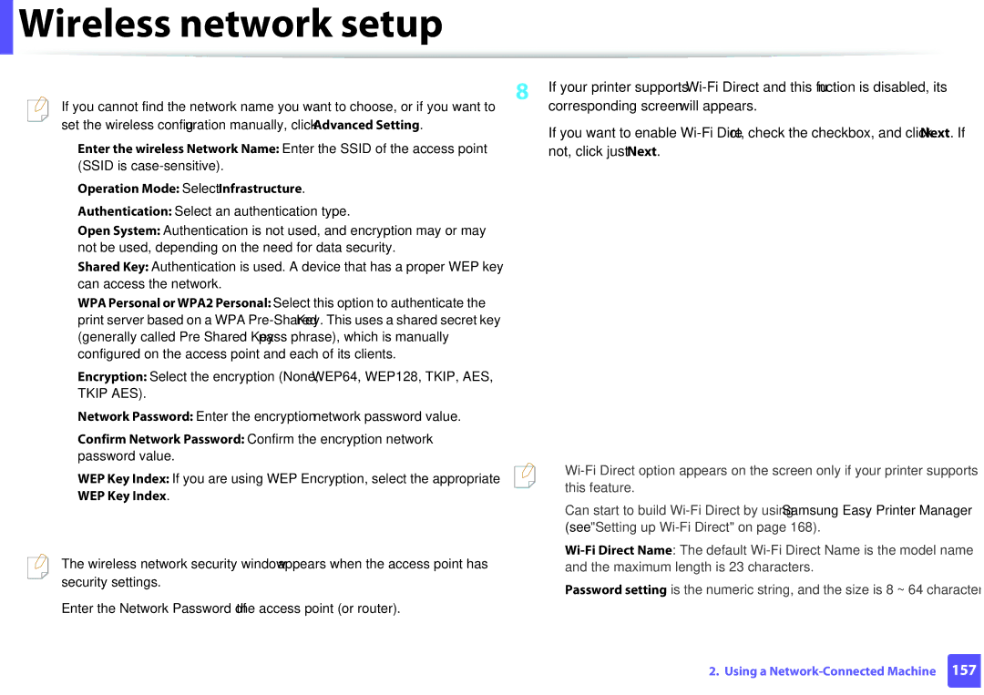 Samsung M207x manual Operation Mode Select Infrastructure 