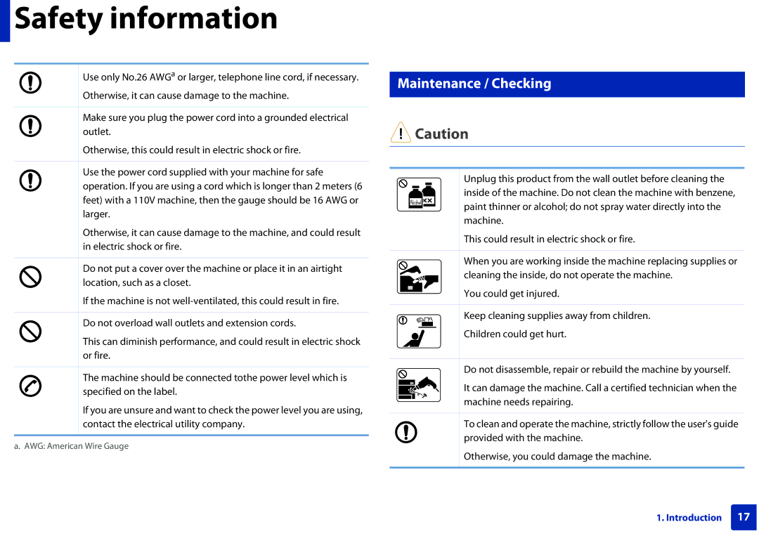 Samsung M207x manual Maintenance / Checking 