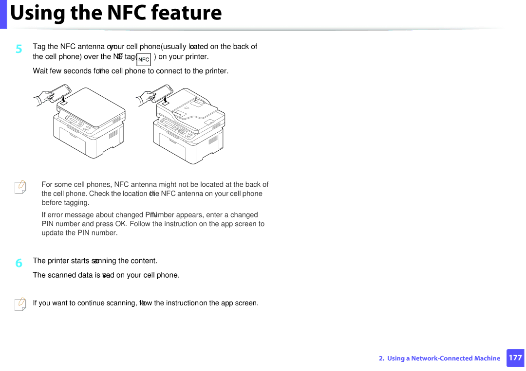 Samsung M207x manual Using the NFC feature 