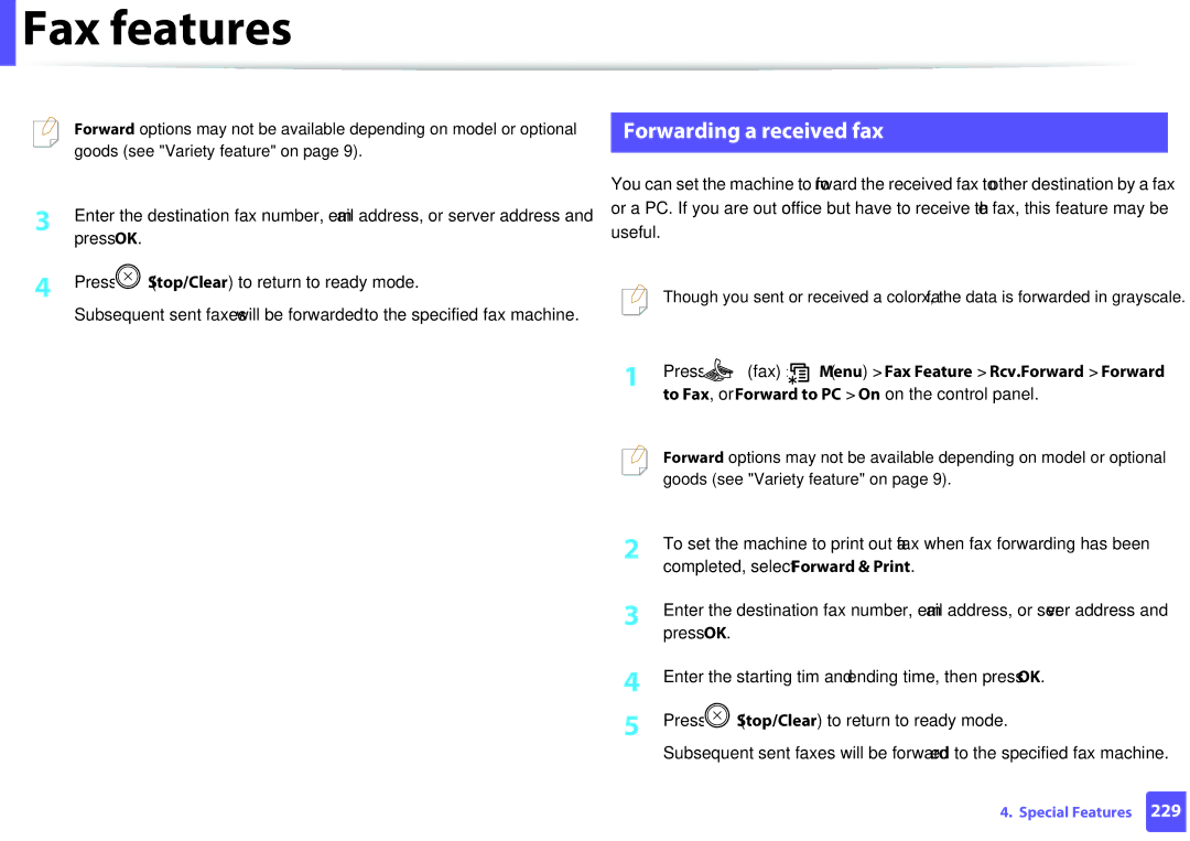 Samsung M207x manual Forwarding a received fax 