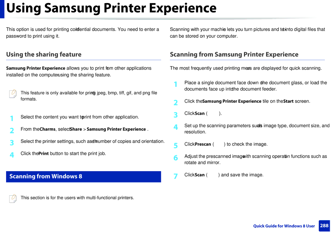 Samsung M207x manual Scanning from Windows, Password to print using it Can be stored on your computer 