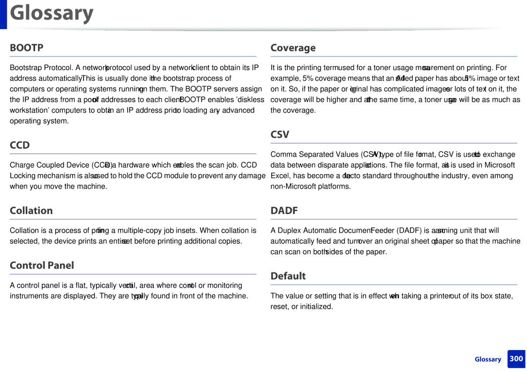 Samsung M207x manual Coverage, Collation, Control Panel, Default 