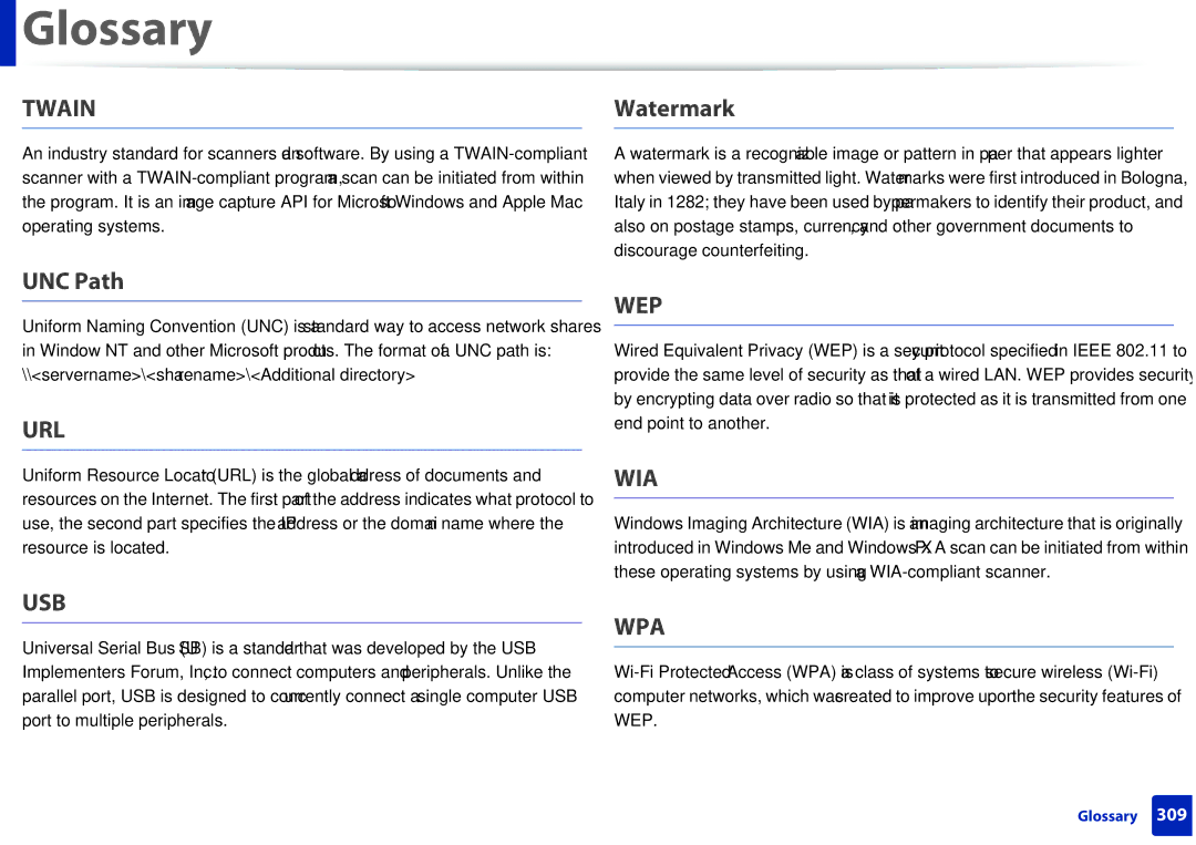 Samsung M207x manual UNC Path, Watermark 