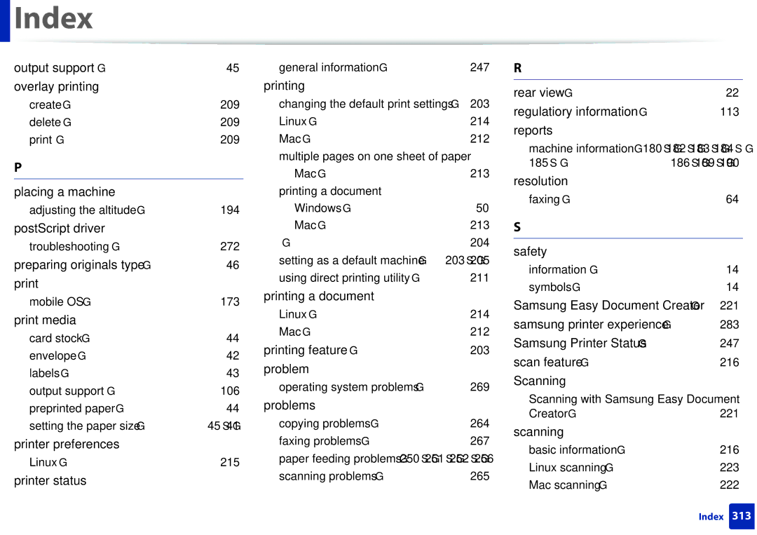 Samsung M207x manual Output support 