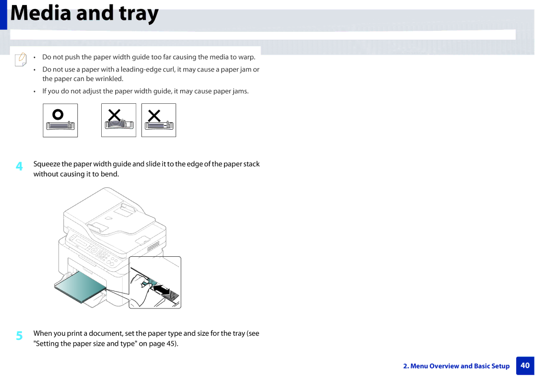 Samsung M207x manual Media and tray 