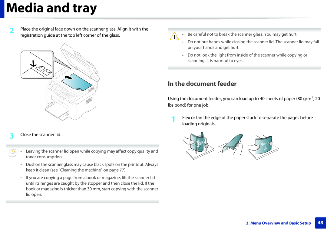 Samsung M207x manual Document feeder 