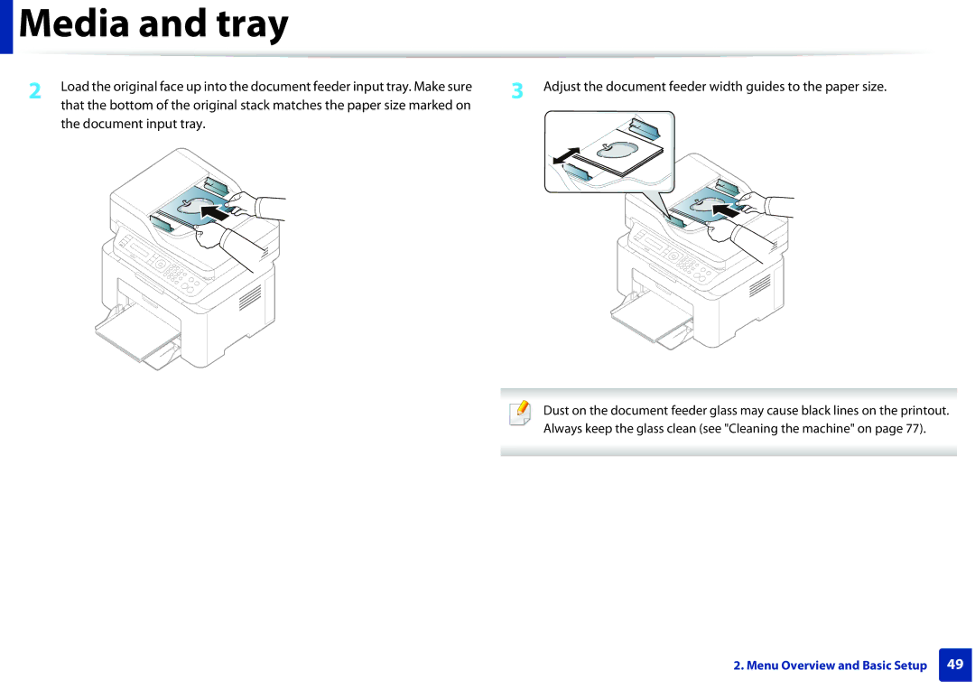 Samsung M207x manual Media and tray 