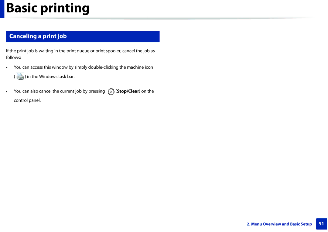 Samsung M207x manual Canceling a print job 