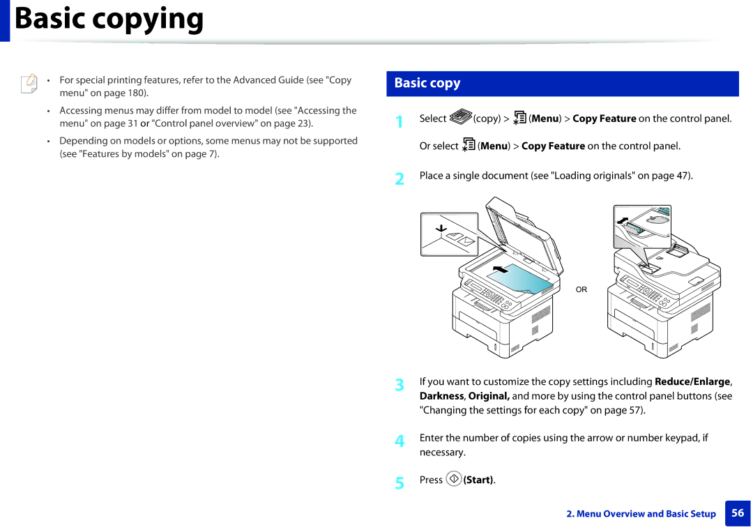 Samsung M207x manual Basic copying 