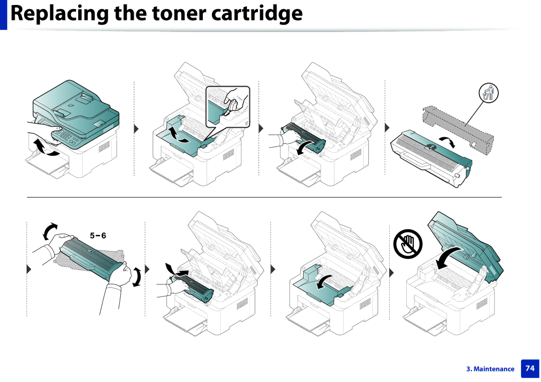 Samsung M207x manual Replacing the toner cartridge 