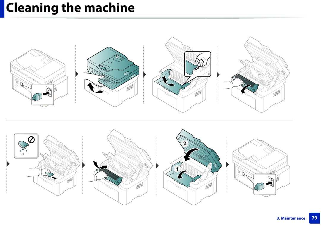 Samsung M207x manual Cleaning the machine 