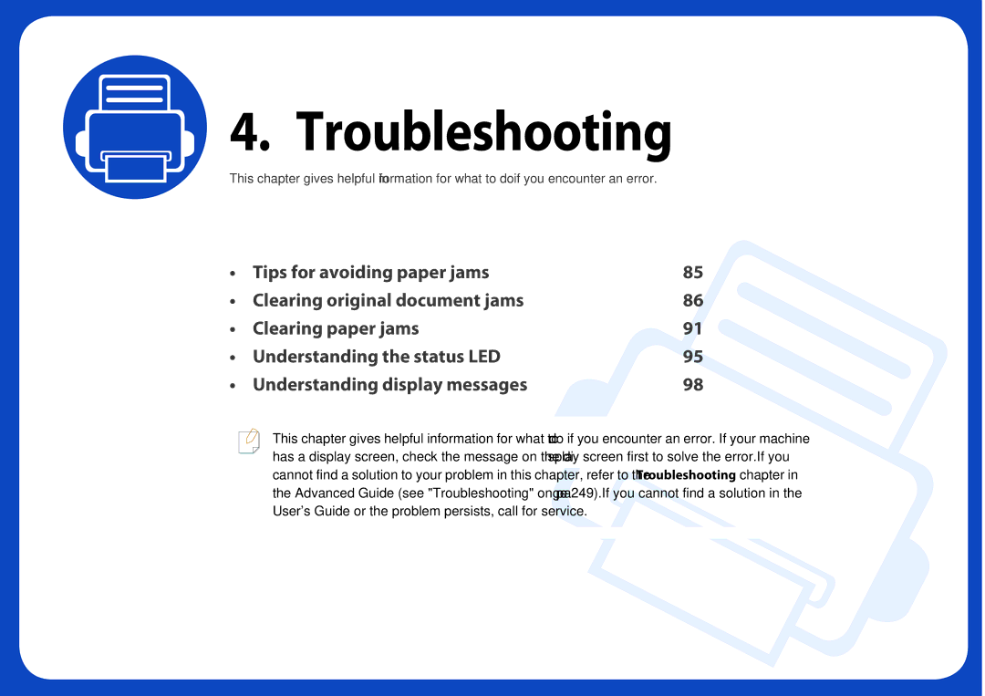 Samsung M207x manual Troubleshooting 