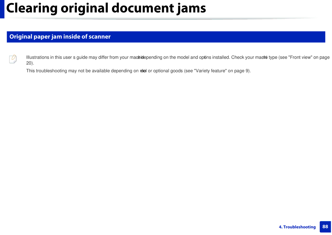 Samsung M207x manual Original paper jam inside of scanner 