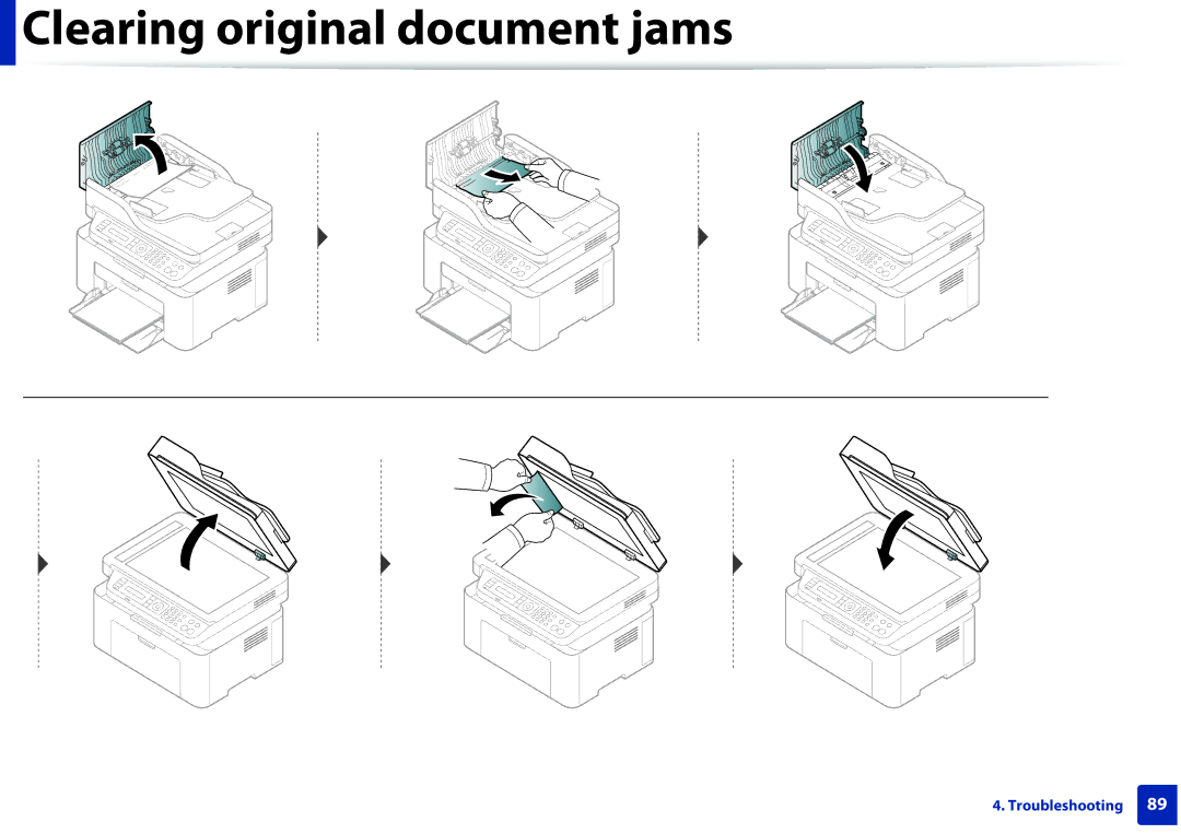 Samsung M207x manual Clearing original document jams 