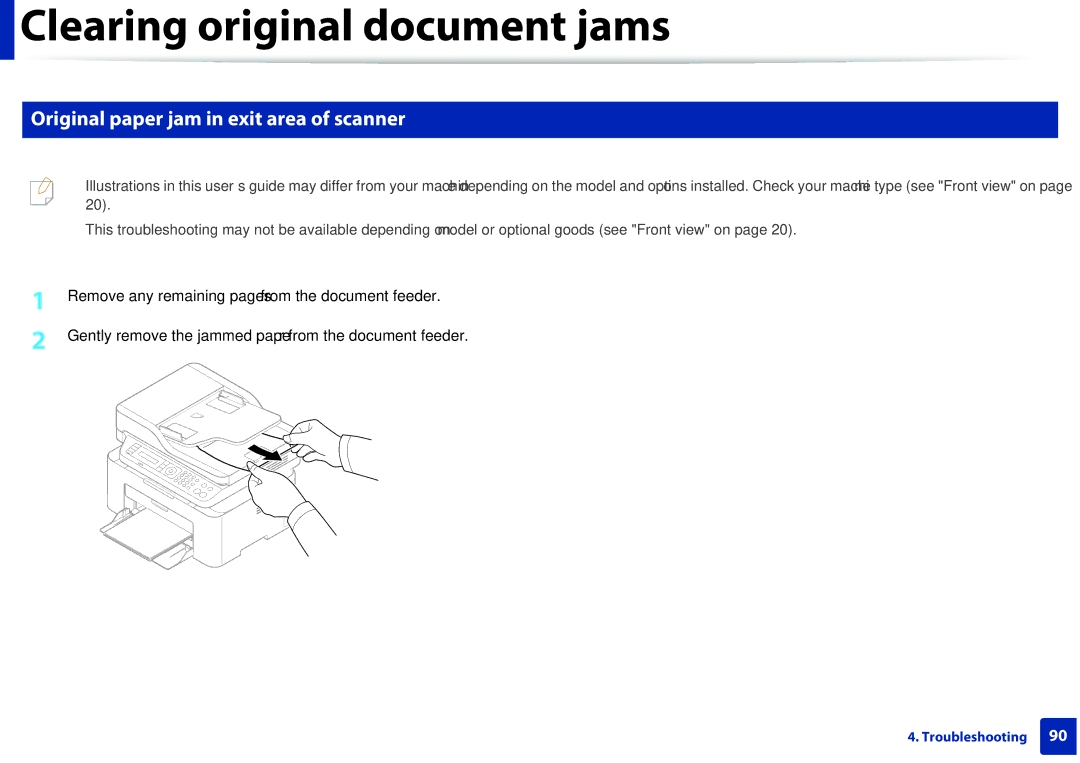 Samsung M207x manual Original paper jam in exit area of scanner 