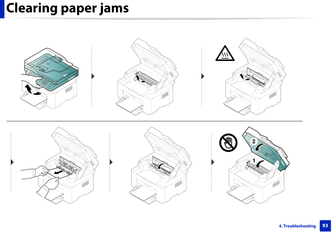 Samsung M207x manual Clearing paper jams 